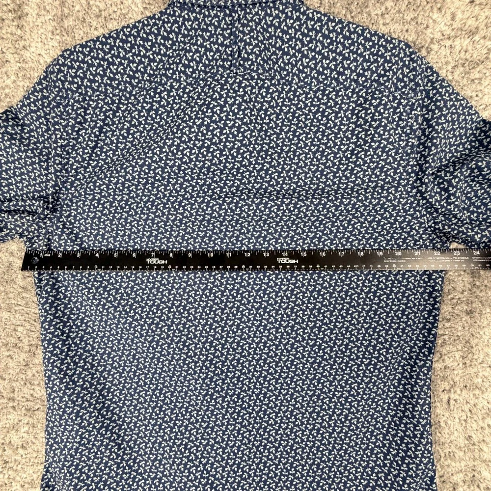 Banana Republic Men's Medium Luxe Poplin Navy Blue Floral Button Down Shirt